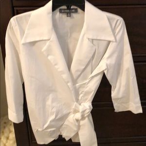 Tie around white blouse